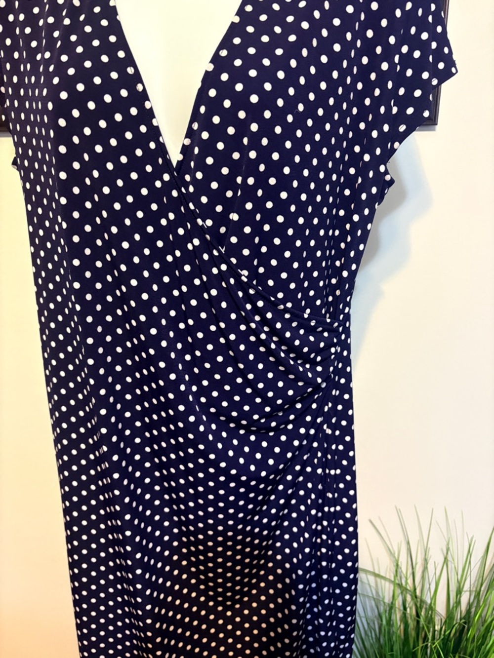 Jones New York Navy and White Polka Dot Midi Dress - Picture 2 of 5